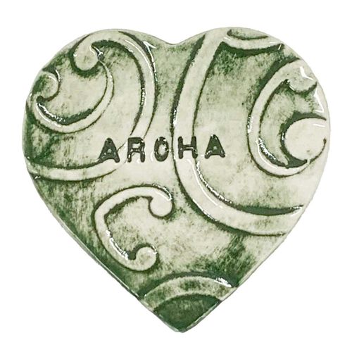 Borrowed Earth Kowhaiwhai Heart Small - Aroha Dark Green